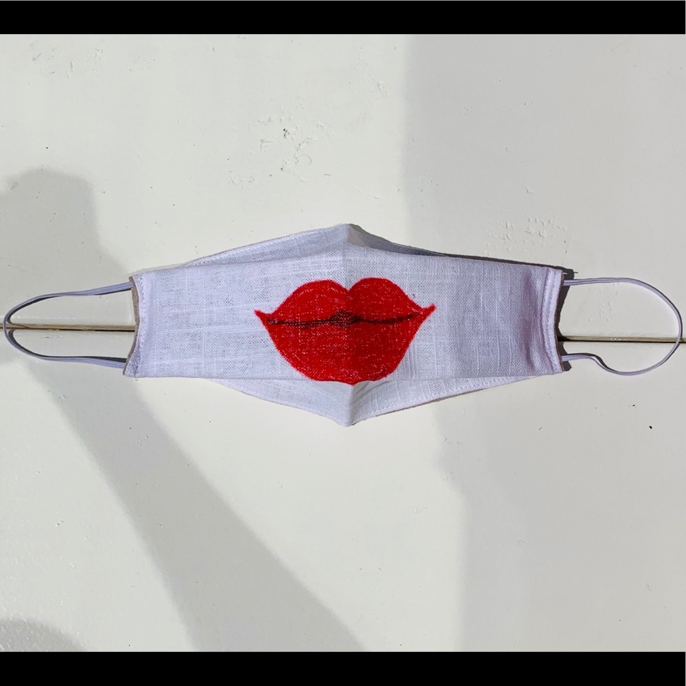 Hand painted Red Lips Face Mask